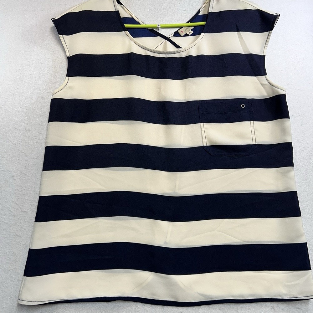 Cremieux Nautical Women's Sleeveless Top Size M Navy Striped